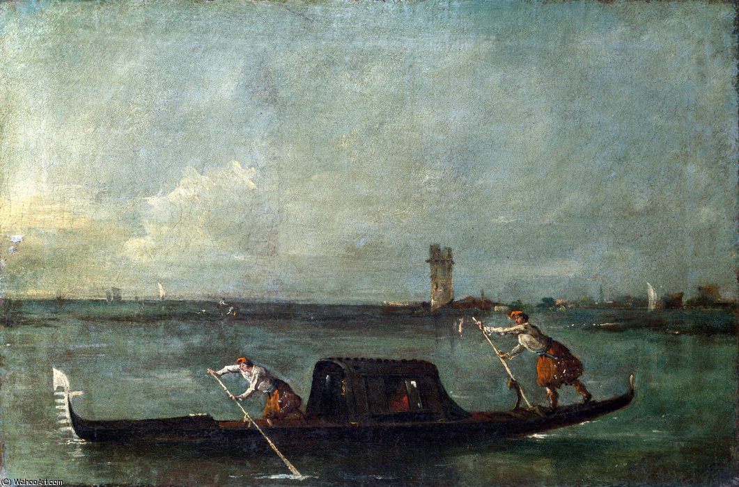 A Gondola On The Lagoon Near Mestre — Francesco Lazzaro Guardi
