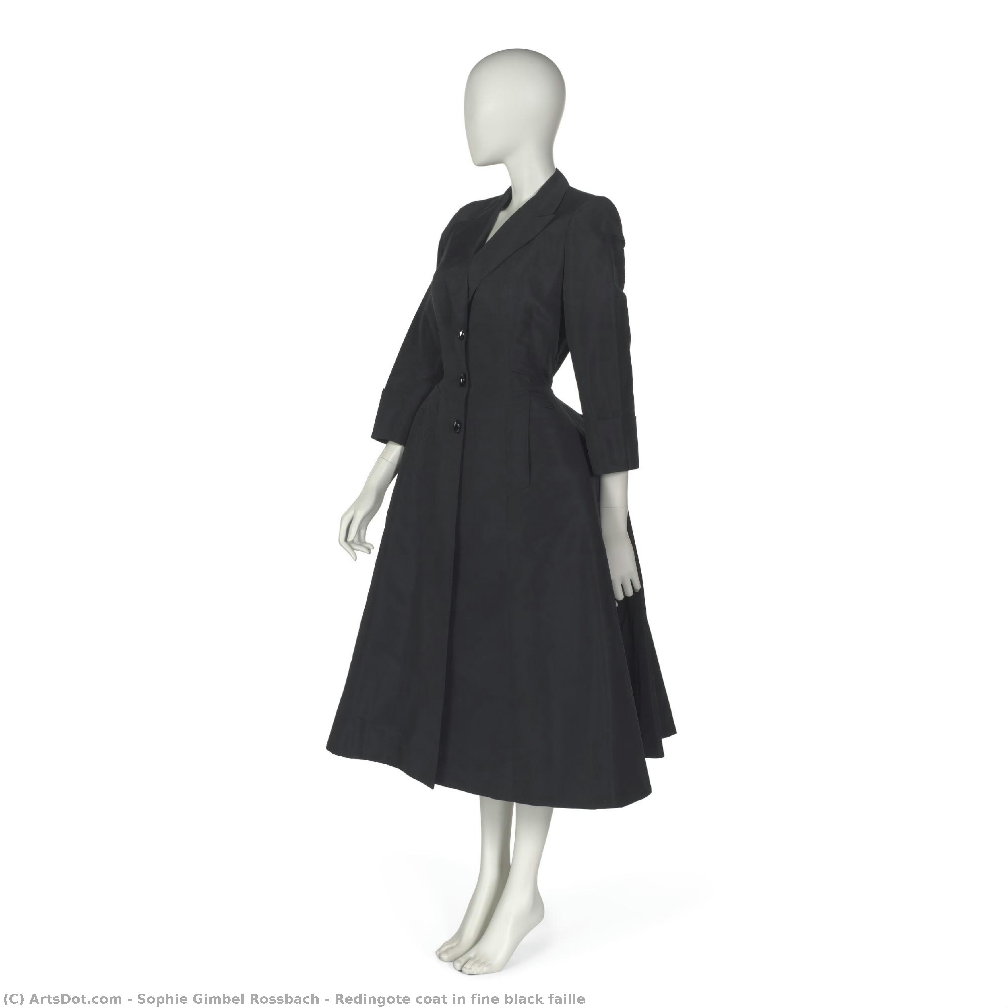 Redingote Coat In Fine Black Faille — Sophie Gimbel Rossbach
