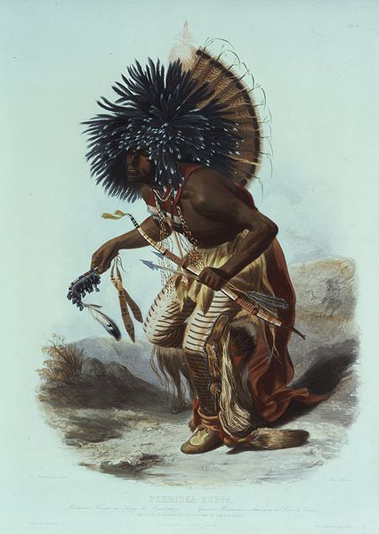 Moennitarri Warrior In The Costume Of The Dog Danse - — Karl Bodmer