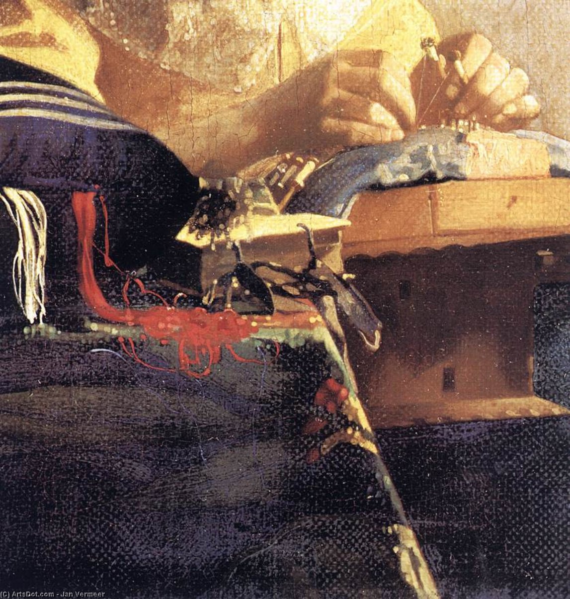 The Lacemaker (detail) — Johannes Vermeer