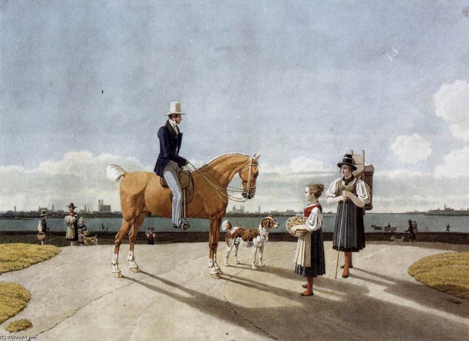 Gentleman On Horseback And Country Girl On The Banks Of The Isar Near Munich — Wilhelm Von Kobell