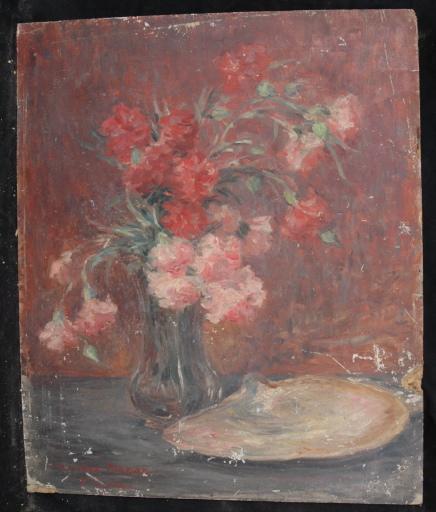Bouquet De Fleurs, Des Oeillets Roses Et Rouges — Valentine Reyre
