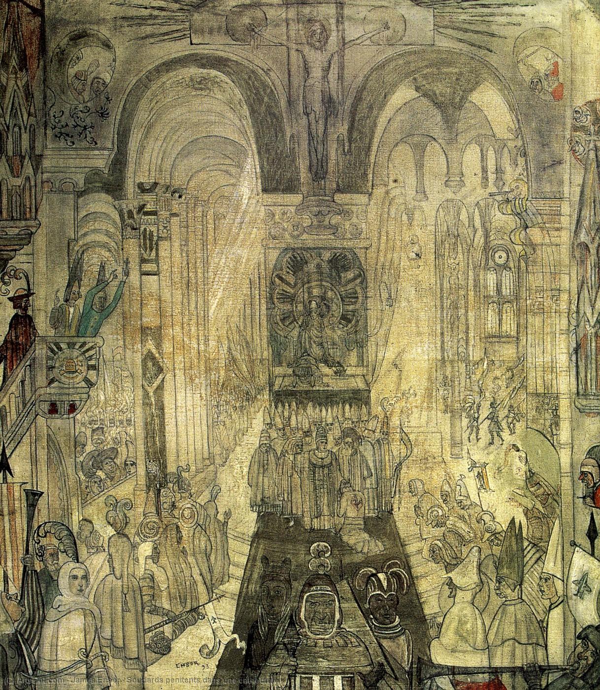 Soudards Penitents Dans Une Cathedrale — ジェイムズ・エンソウ