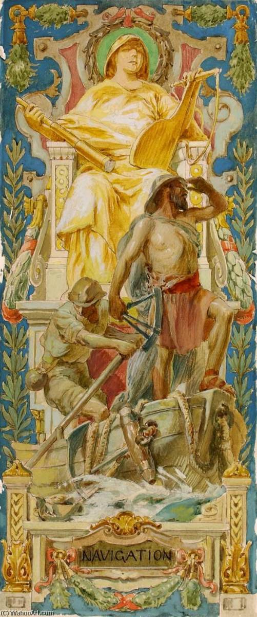 Navigation (study For Panel, Old Senate Office Building) — Louis Schaettle