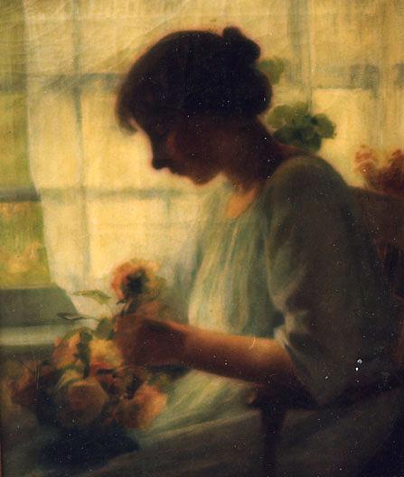 (seated Woman Arranging Roses), (painting) — Katherine Beatrice Mcnaughton Mowry