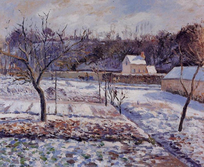 L'hermitage, Pontoise Snow Effect — Camille Pissarro