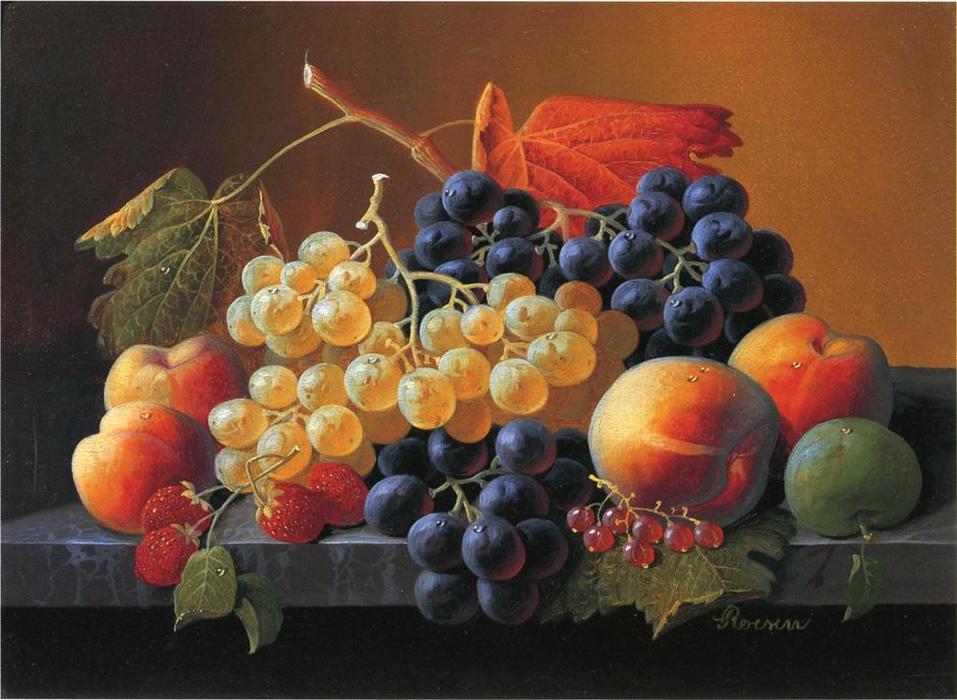 Still Life Of Fruit On A Marble Tabletop — Severin Roesen