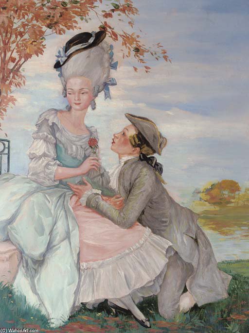 A Suitor Kneeling Before His Beloved — Konstantin Andreevic Somov