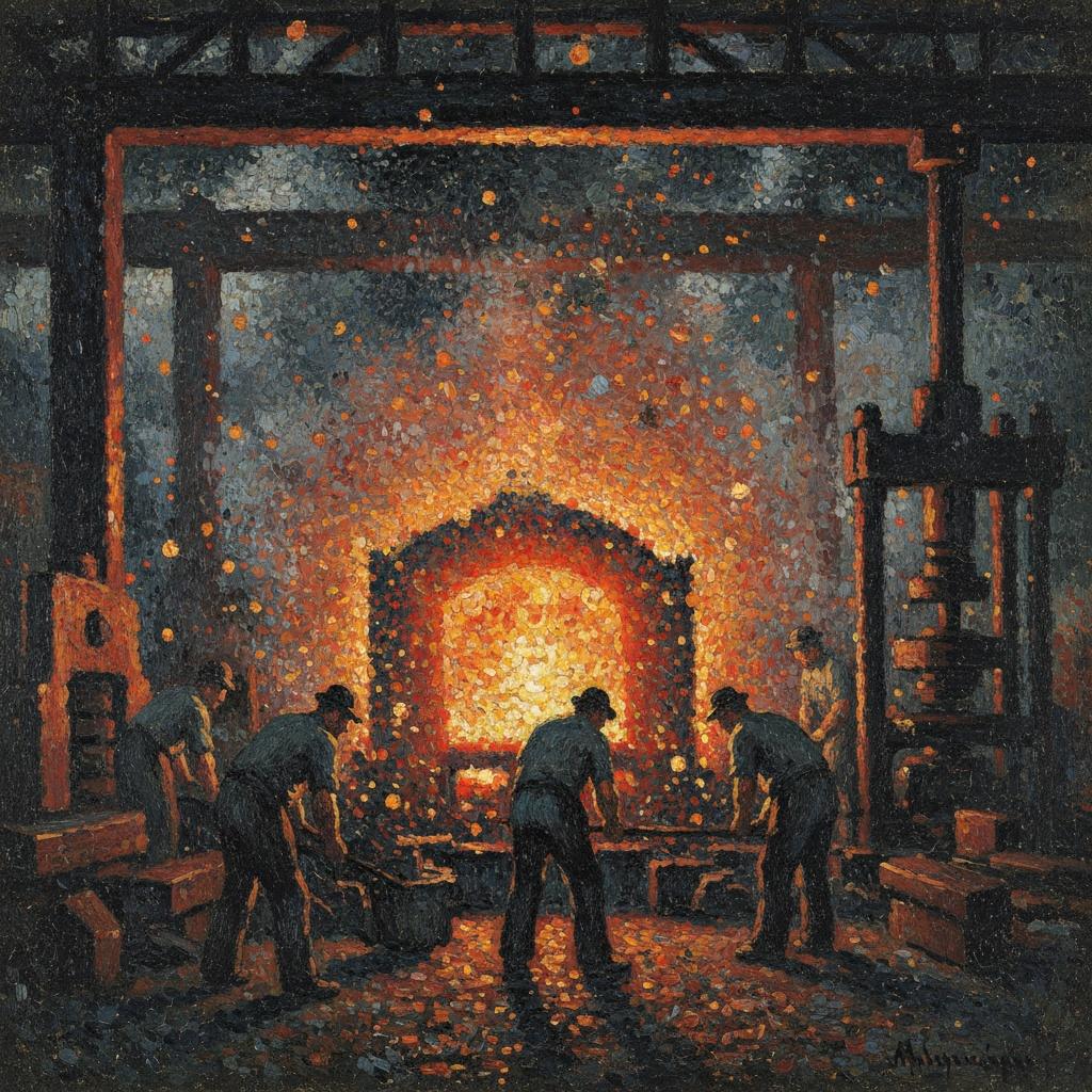 Der Tiegel Der Glut: Eine Industrielle Sinfonie Im Feuer — Hortense Caron