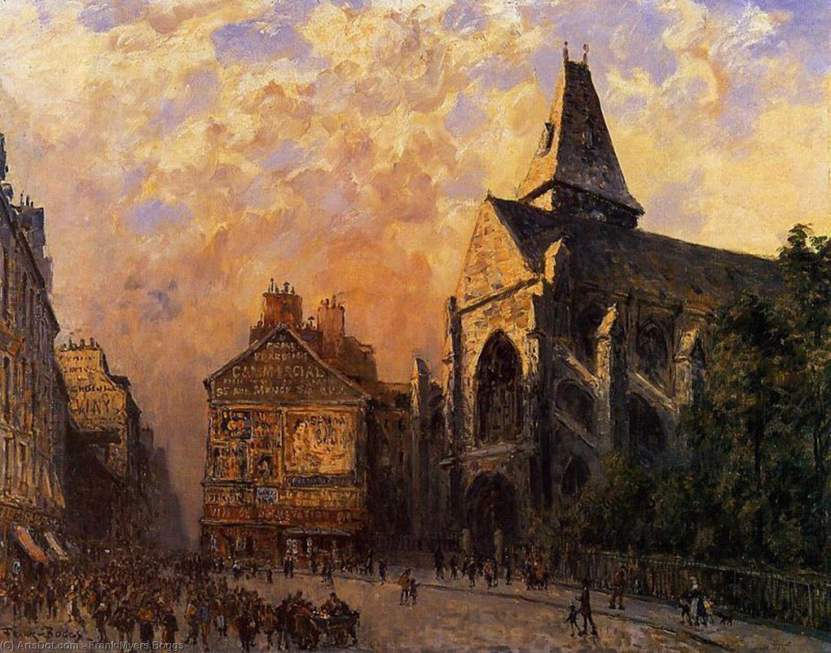 Scene Of A Street In Front Of The Church Of Saint-medard, Paris — Frank Myers Boggs