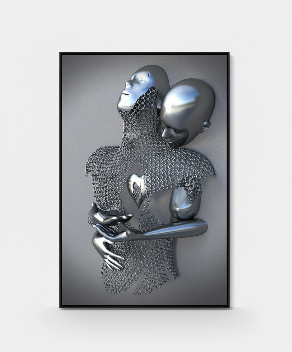 Embracing Figures Canvas Wall Sculpture