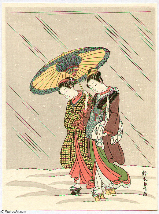 Beauties Under Umbrella — Suzuki Harunobu