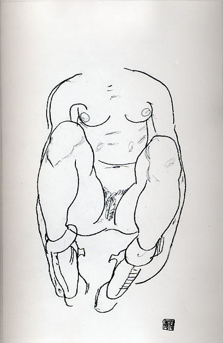 Torso De Una Mujer Sentada Con Botas — Egon Schiele
