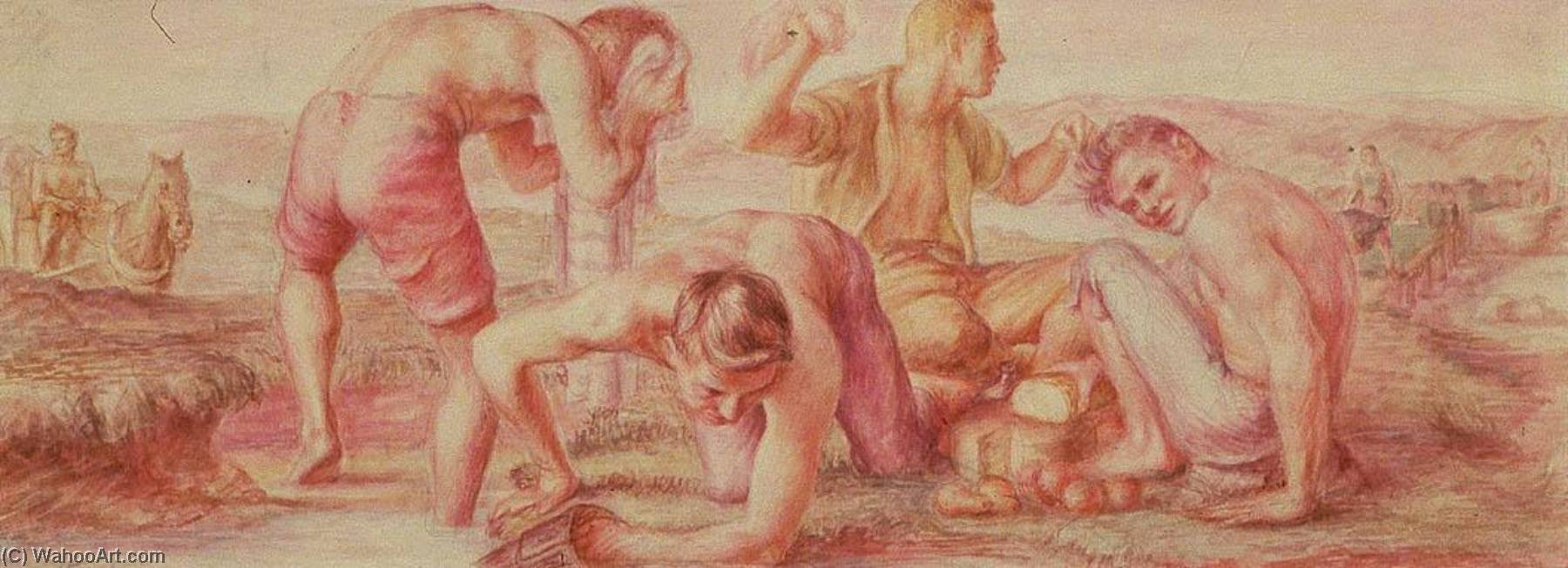Mealtime, The Early Coal Miners (study For Plymouth, Pennsylvania Post Office Mural) — Jared French