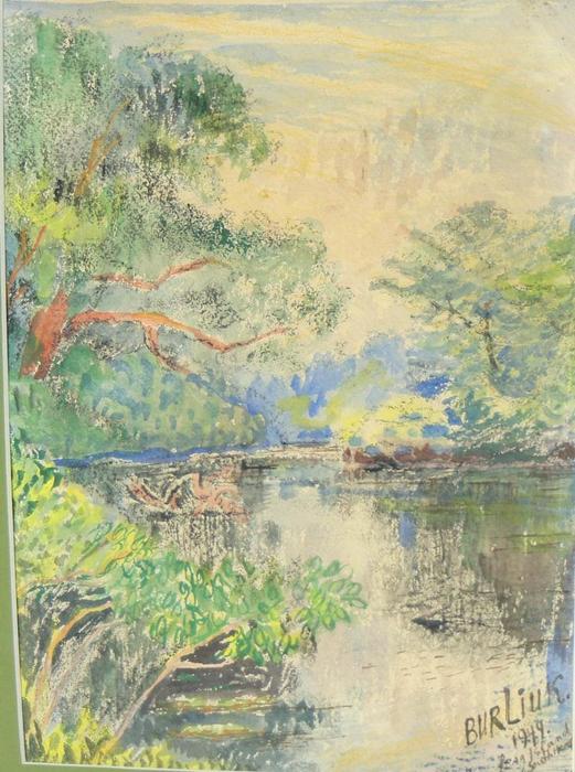 Long Island, Summer Landscape With A River — David Davidovich Burliuk