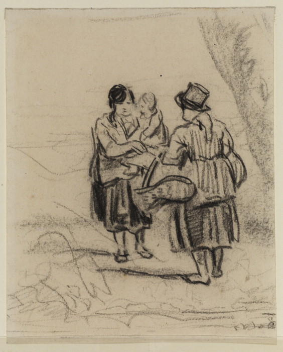 Two Women, One With A Child In Her Arms, The Other With A Basket — David Cox