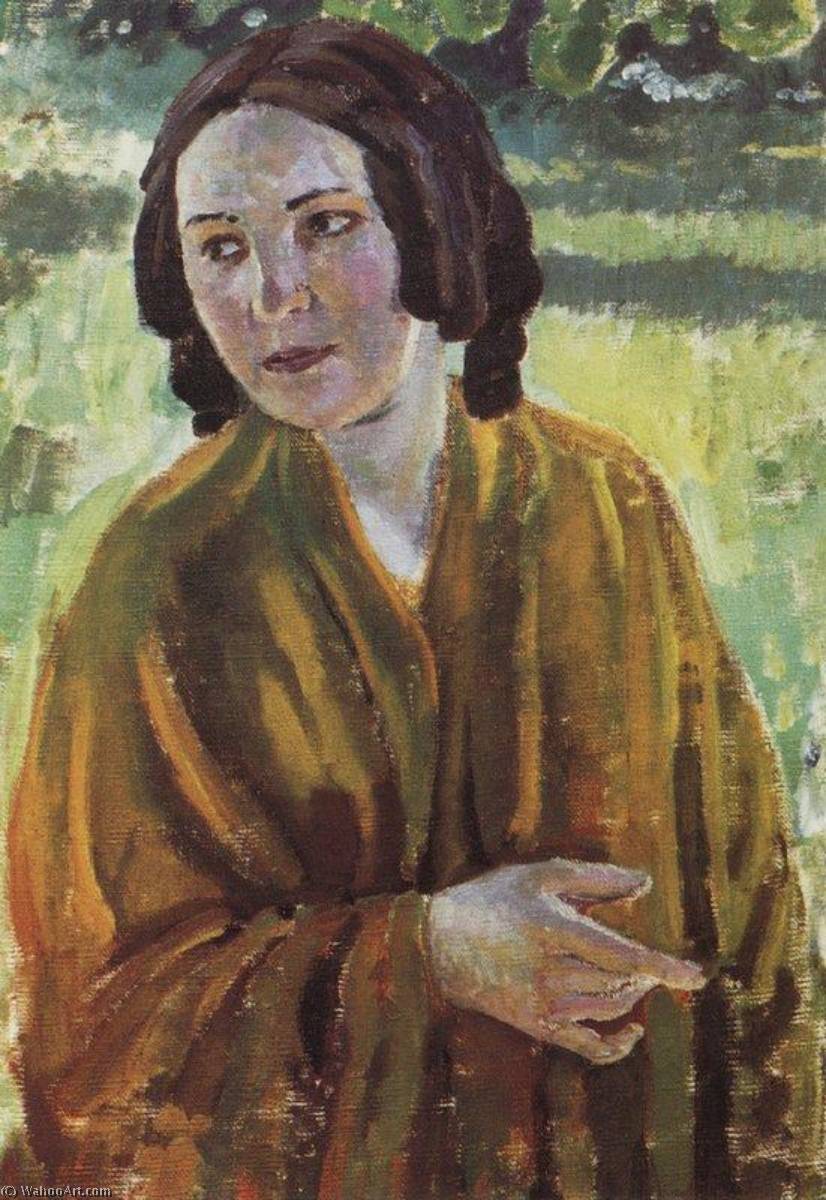 Girl In A Yellow Shawl — Viktor Elpidiforovich Borisov Musatov