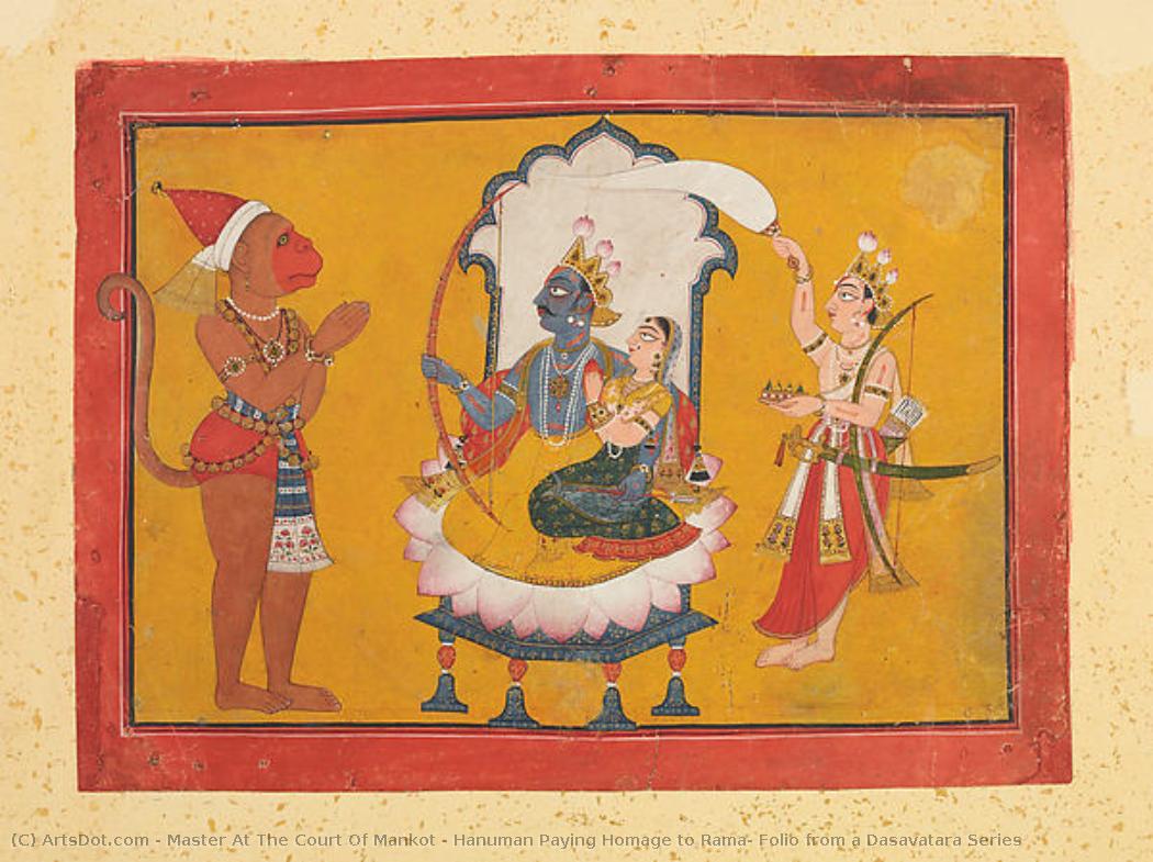 Hanuman Paying Homage To Rama: Folio From A Dasavatara Series — Master At The Court Of Mankot