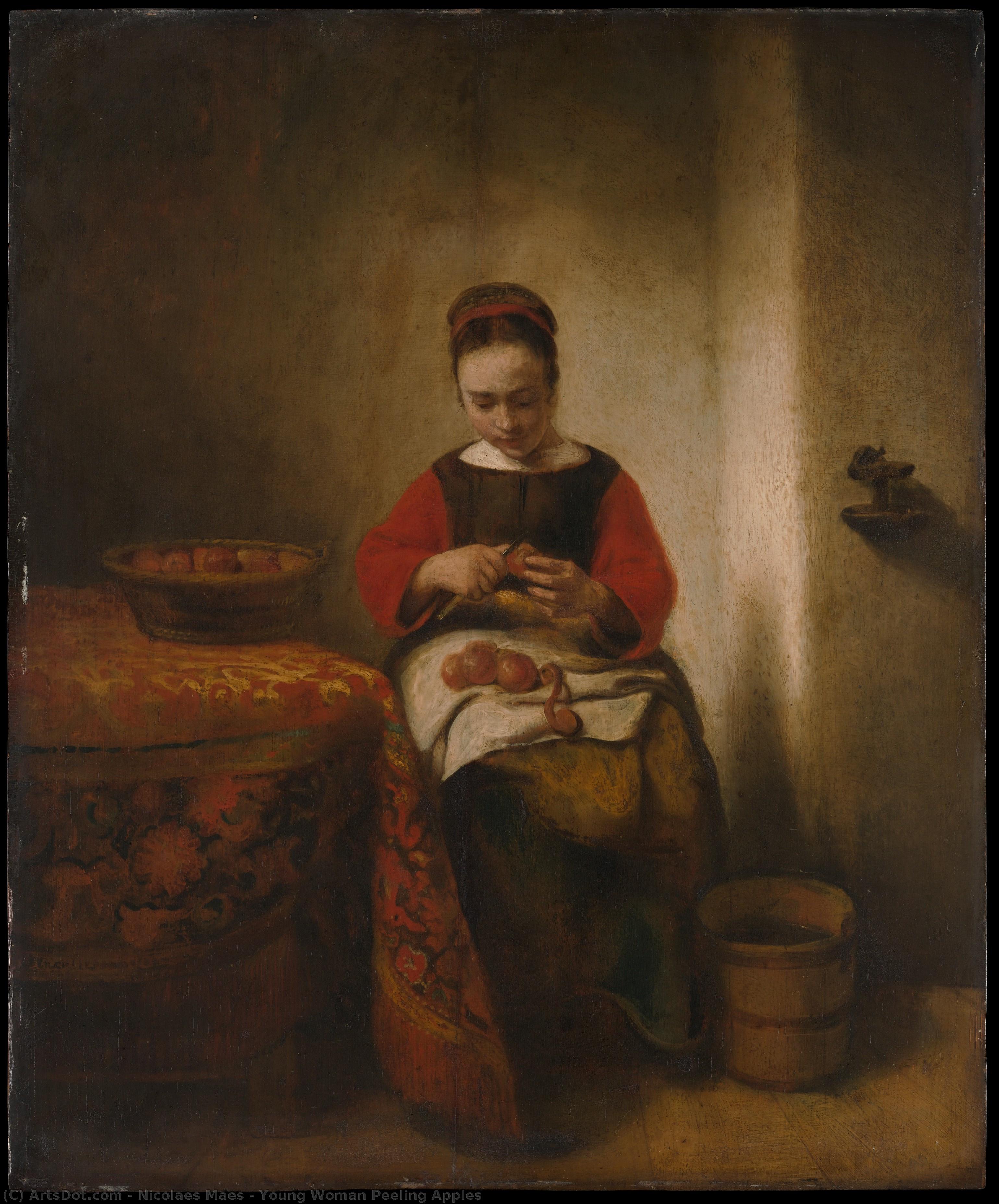 Young Woman Peeling Apples — Nicolaes Maes