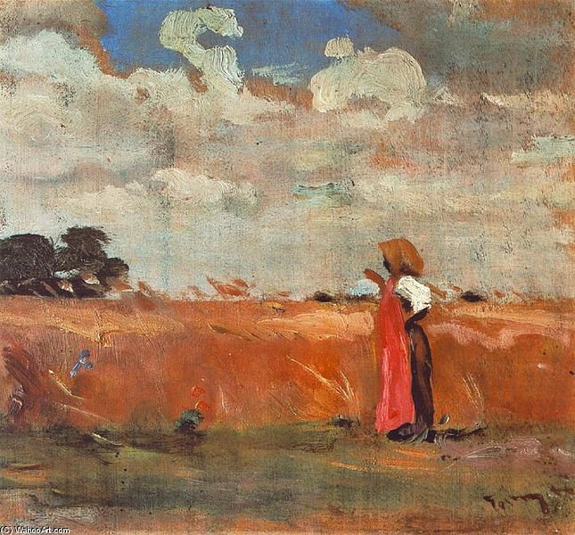 Wheatland With Woman Of Shawl — János Tornyai