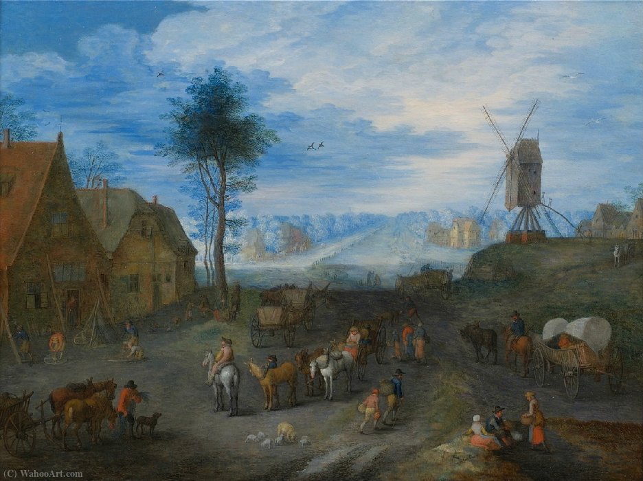 Village Animated With People — Joseph Van Bredael