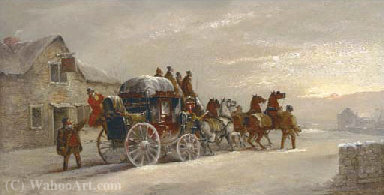 The London To Manchester Mail Coach Outside The Sun Inn — John Charles Maggs