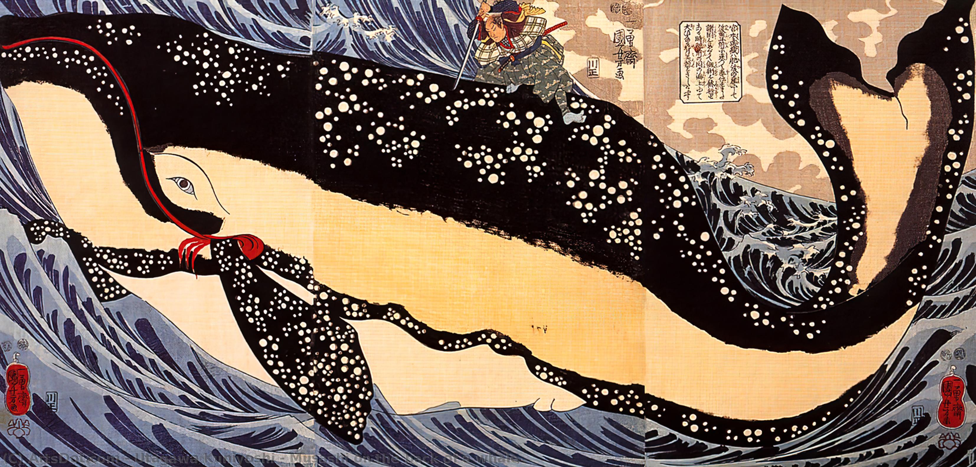 Musashi On The Back Of A Whale — Утагава Кунијоши
