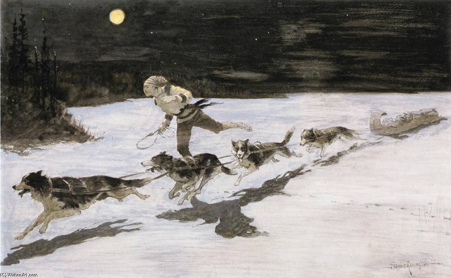 Huskie Dogs On The Frozen Highway (also Known As Talking Musquash) — Frederic Remington