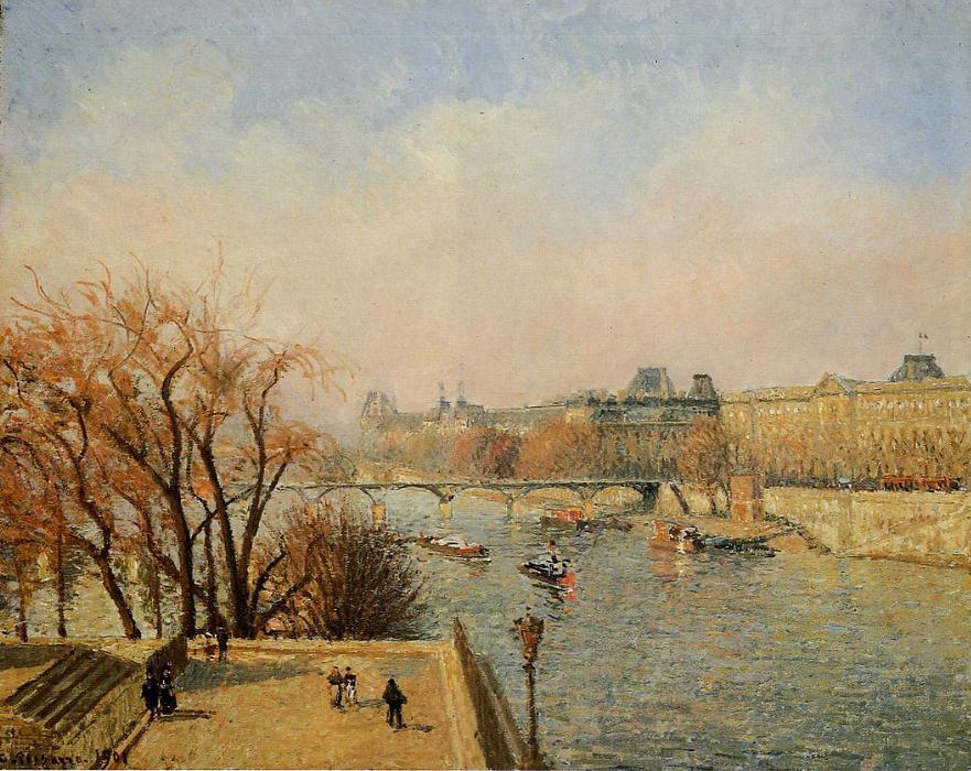 El Louvre: Mañana, Sol — Camille Pissarro