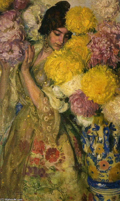 Entre Flores (also Known As Valenciana Y Crisantemos) — José Mongrell Torrent