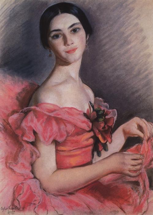 Portrait Of Yekaterina Heidenreich In Red — Zinaida Serebriakova