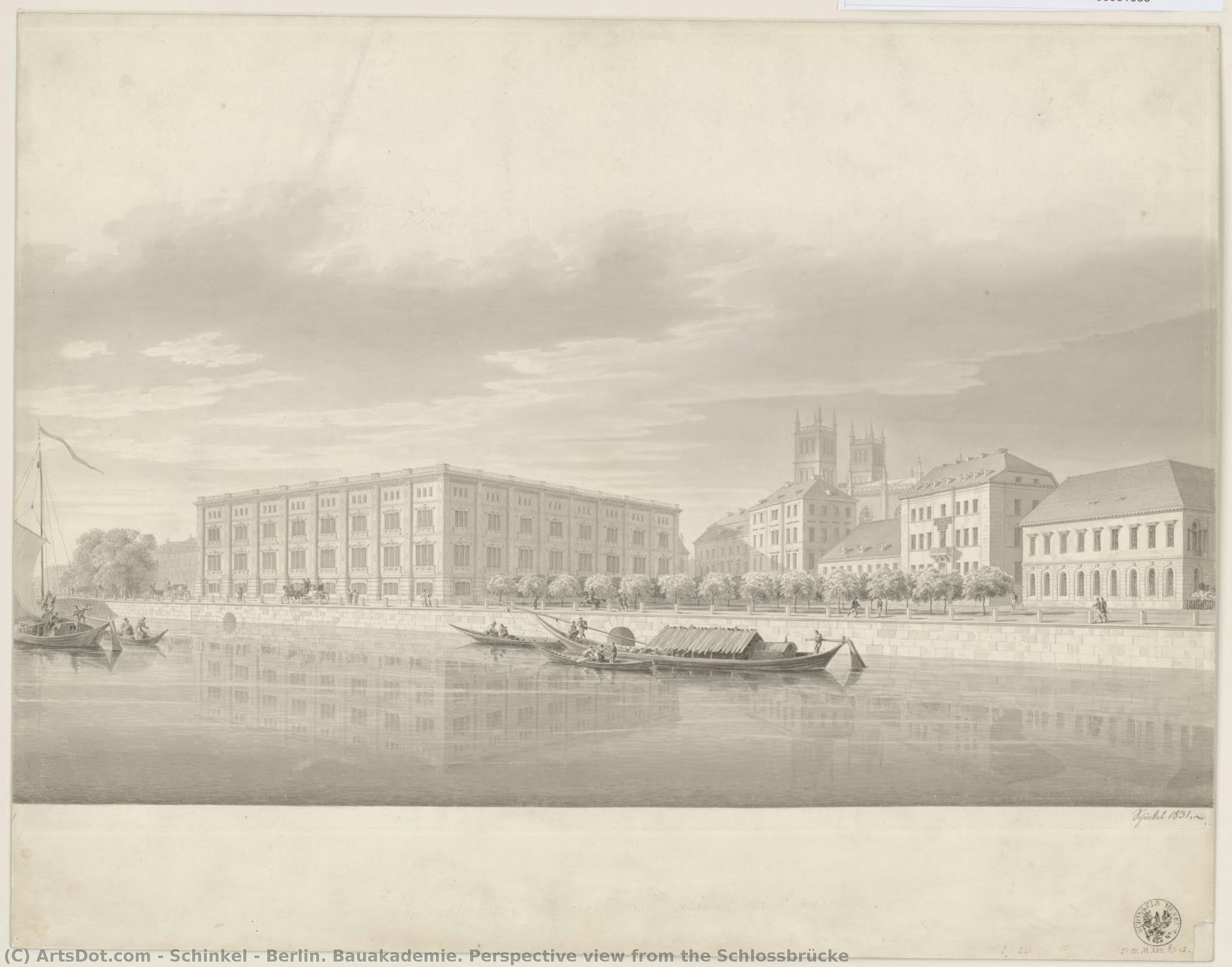 Berlin. Bauakademie. Perspective View From The Schlossbrücke — Karl Fridrih Šinkel