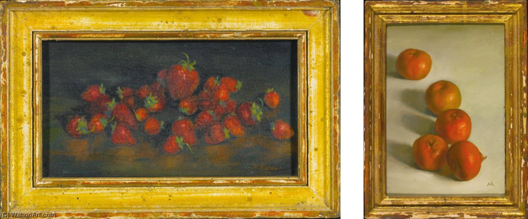 Still Life Of Strawberries And Five Tangerines Two Paintings — Alvin Ross