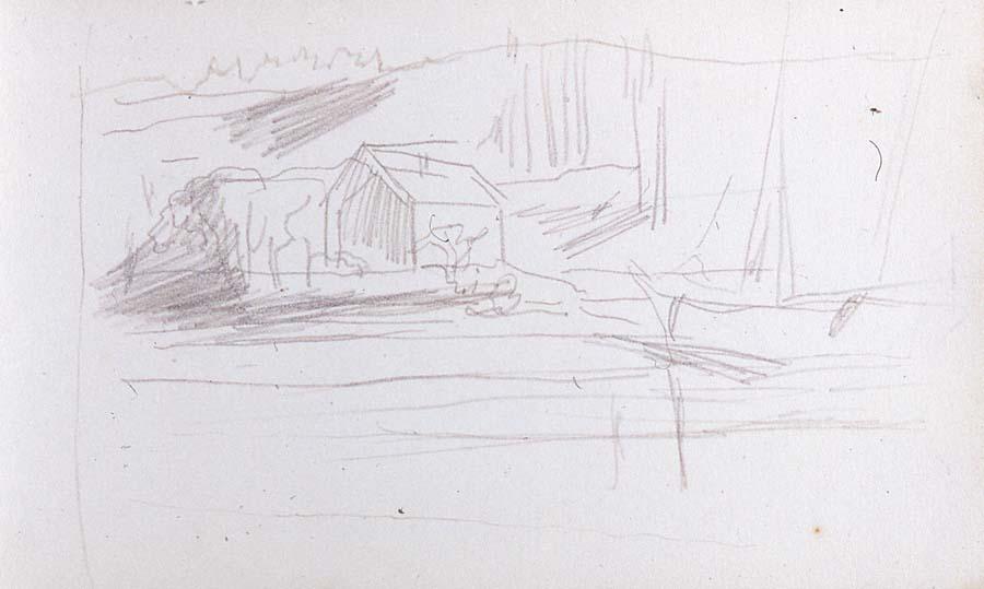 Boat House Beneath The Cliff, West Side Of Nelson's Pond — John La Farge