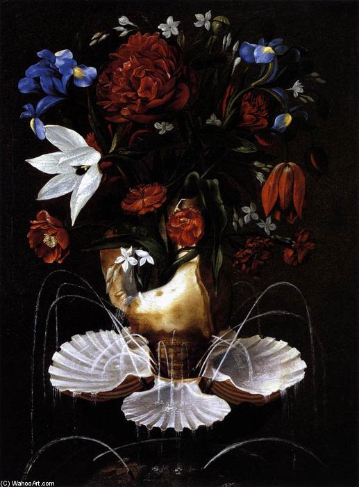 Still-life With Shell Fountain And Flowers — Juan Bautista De Espinosa