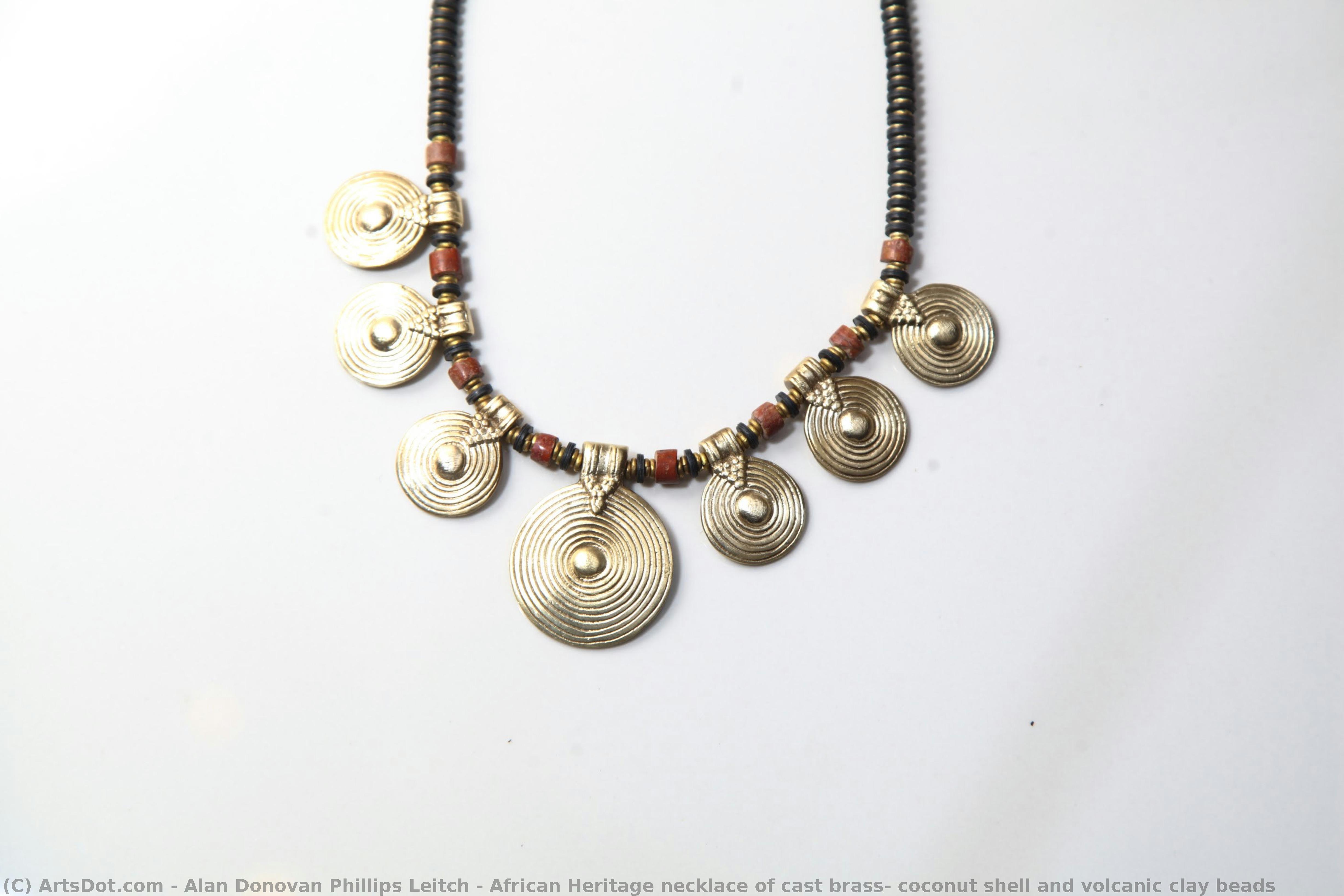 African Heritage Necklace Of Cast Brass, Coconut Shell And Volcanic Clay Beads — Alan Donovan Phillips Leitch