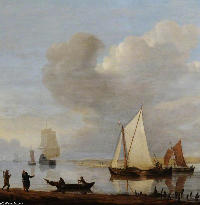 Dutch Shipping Moored In An Estuary — William Anderson