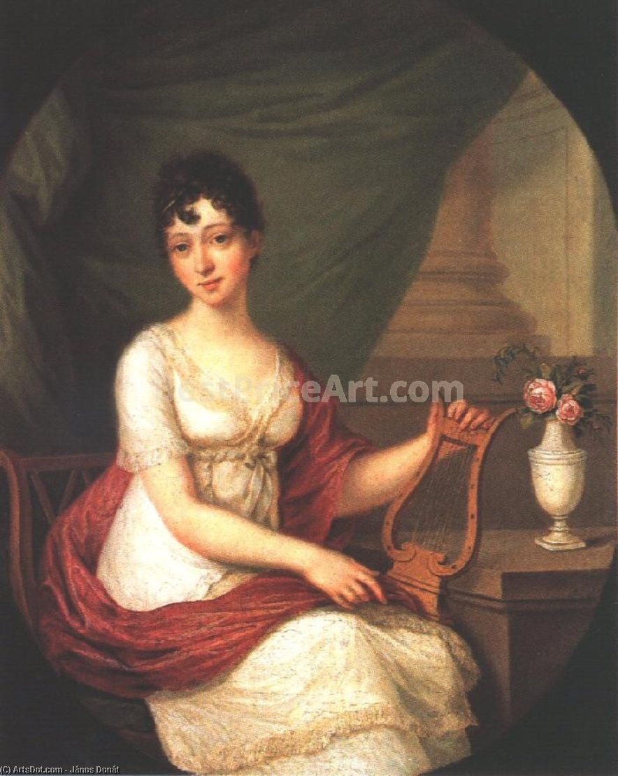 Woman Playing The Lute — Janos Donat
