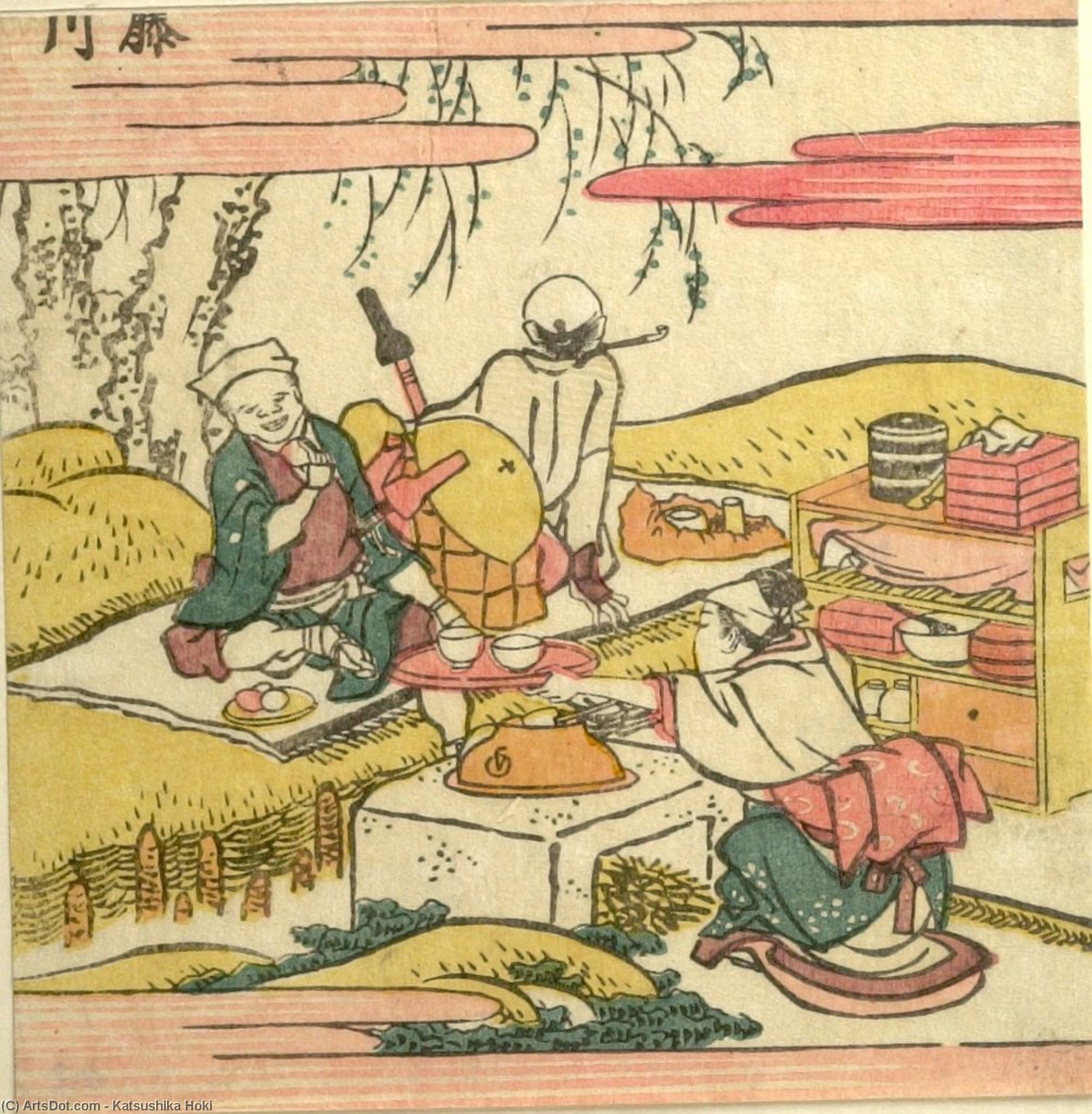 Two Men Drinking Tea — Katsushika Hokusai