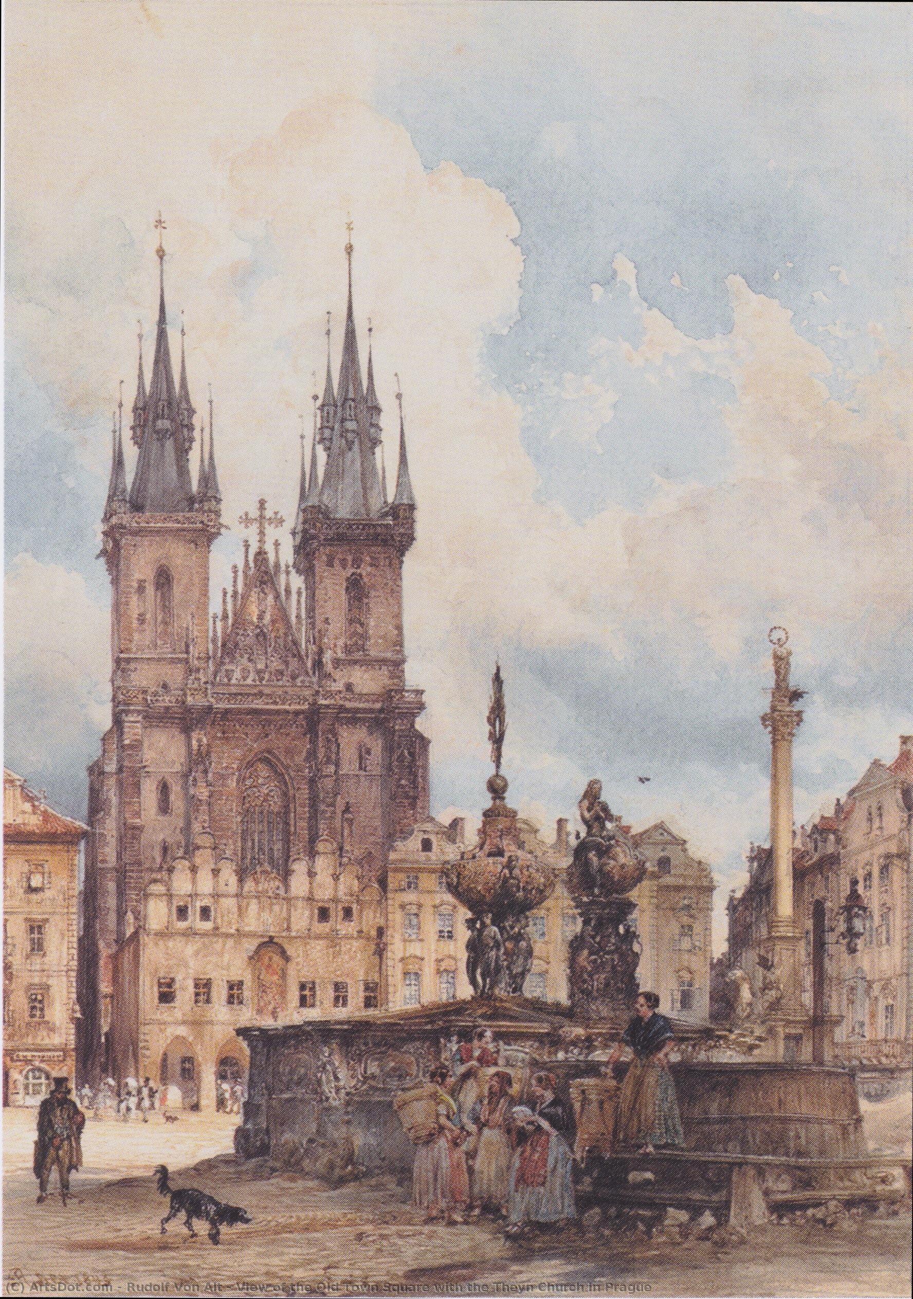 View Of The Old Town Square With The Theyn Church In Prague — Rudolf Von Alt