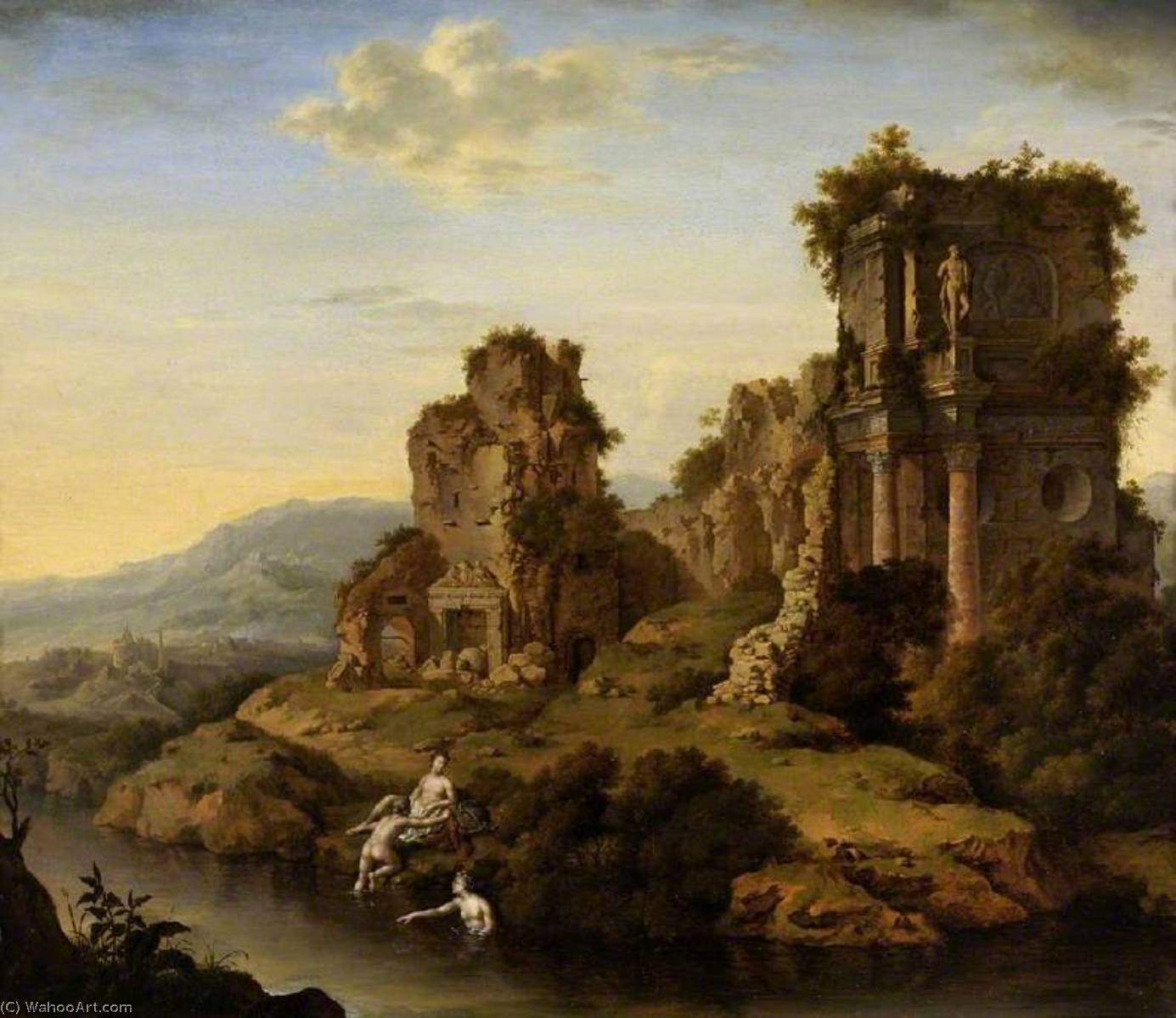 Landscape With Ruins, Nymphs Bathing — Vilem Van Miris