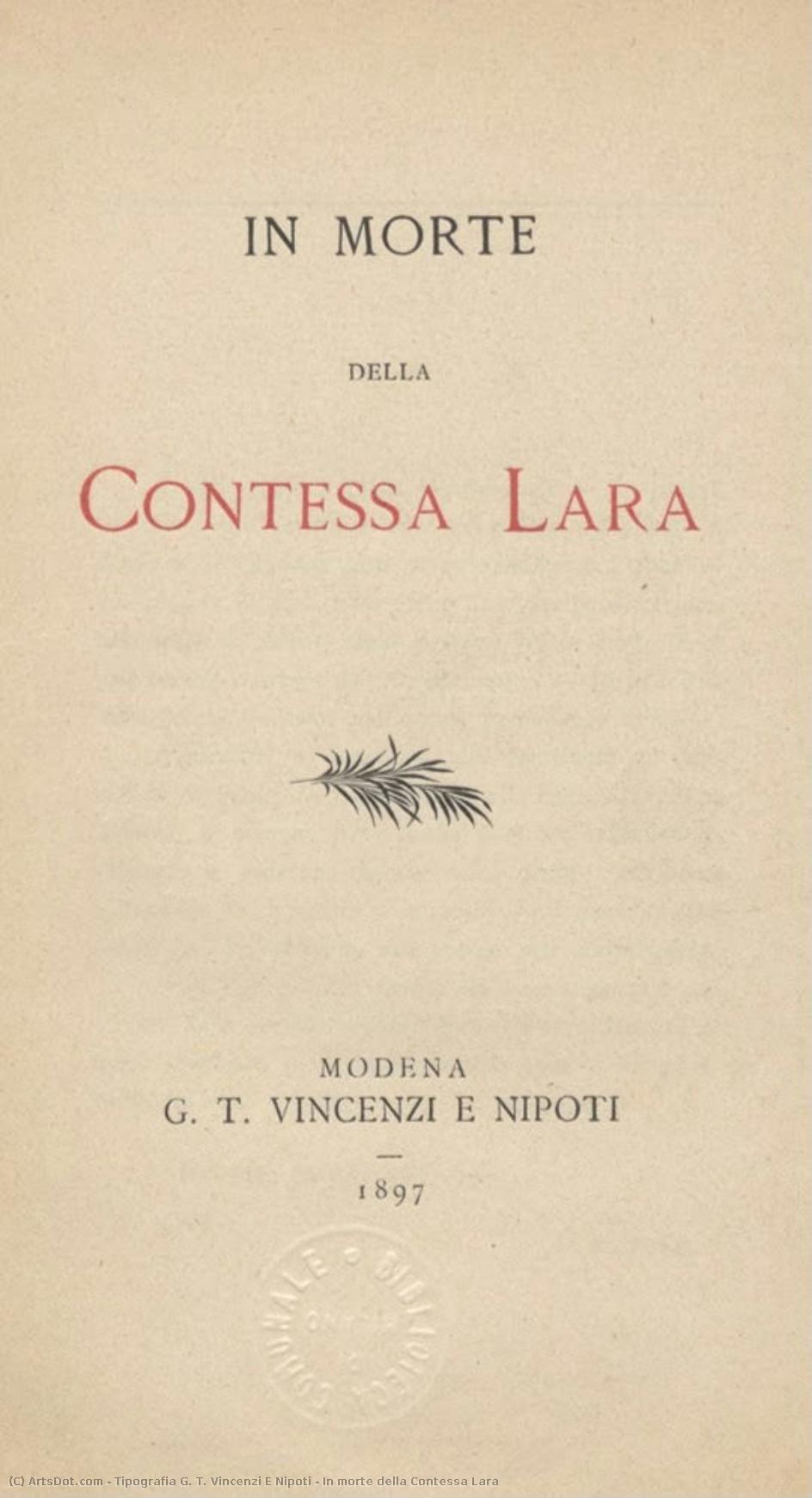 In Morte Della Contessa Lara — Tipografia G. T. Vincenzi E Nipoti