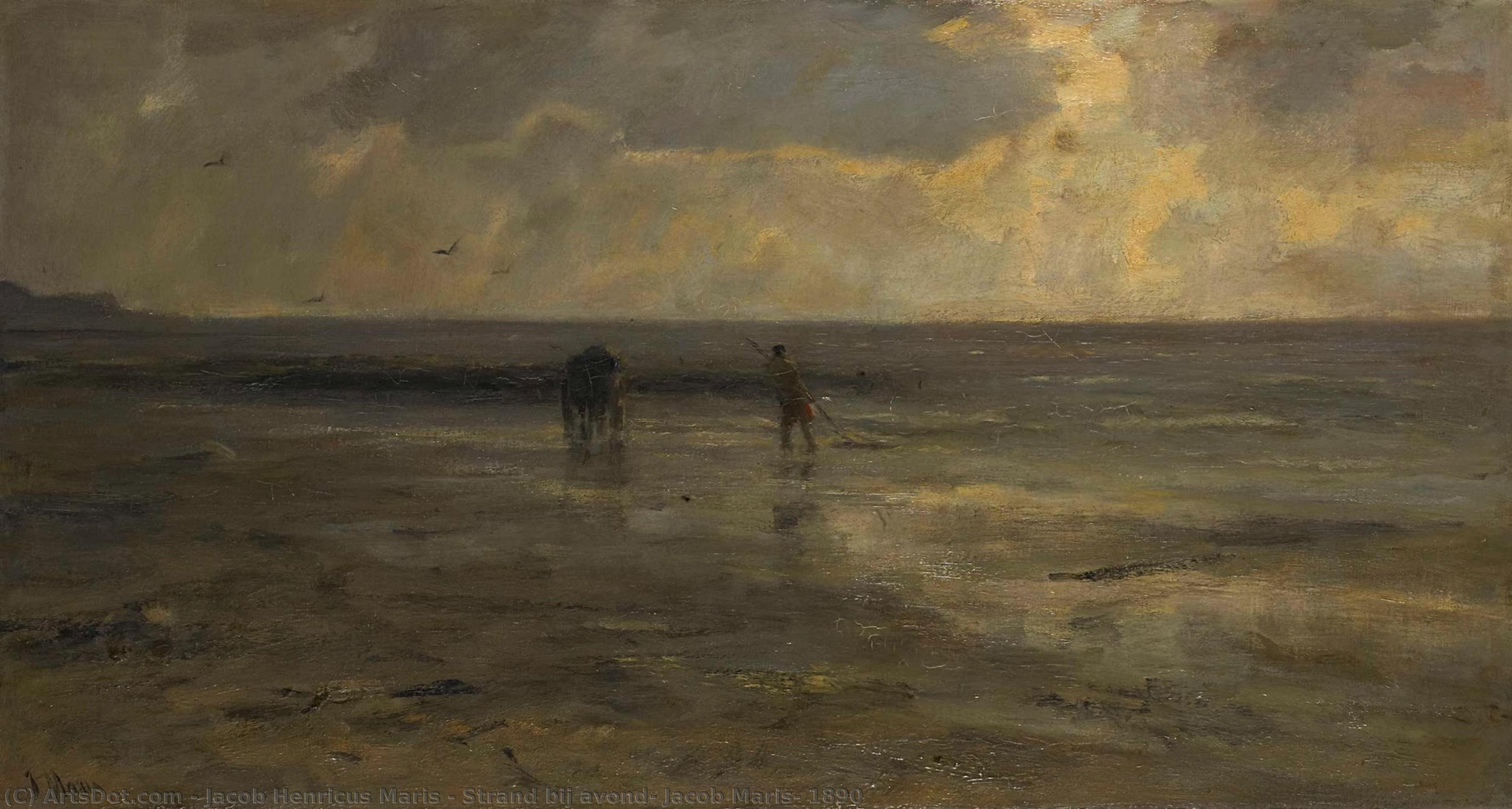 Strand Bij Avond, Jacob Maris, 1890 — Jacob Henricus Maris