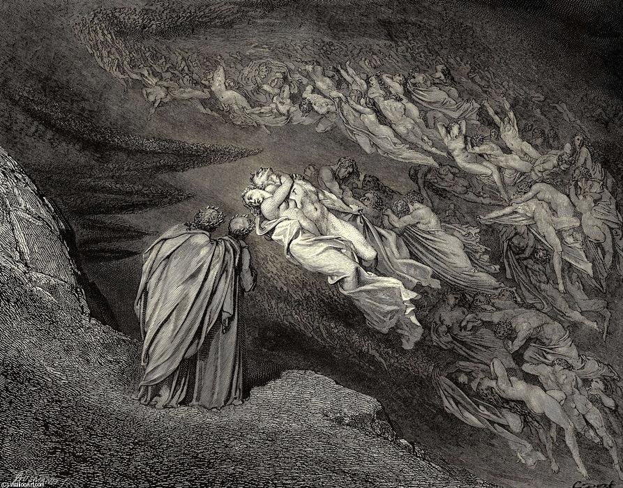 Die Hölle, Cantos V, Vers 105-106. 'liebe Brachte Uns Zum Einen Tod. Kain Wartet Die Seele, Die Unser Leben Verschüttete.' — Paul Gustave Doré