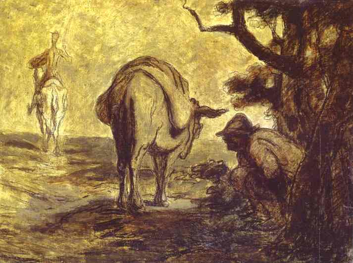 Sancho Pansa Going For A Call Of Nature — Honoré Daumier