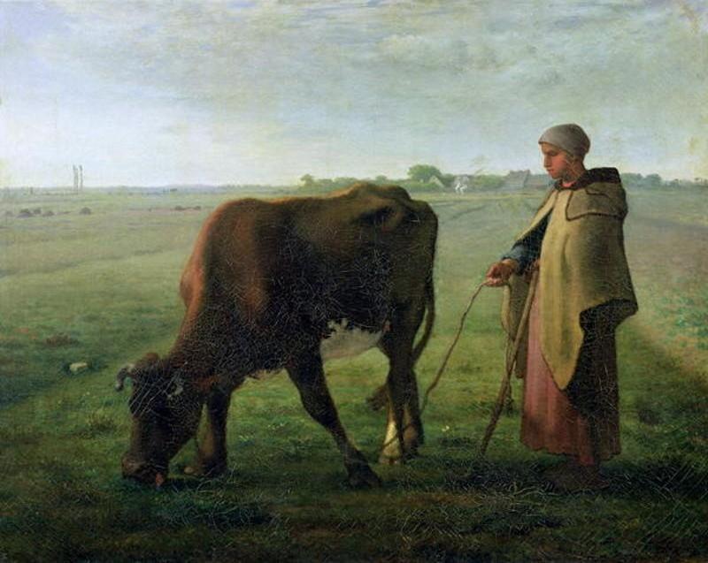 Woman Grazing Her Cow — ジャン＝フランソワ・ミレー