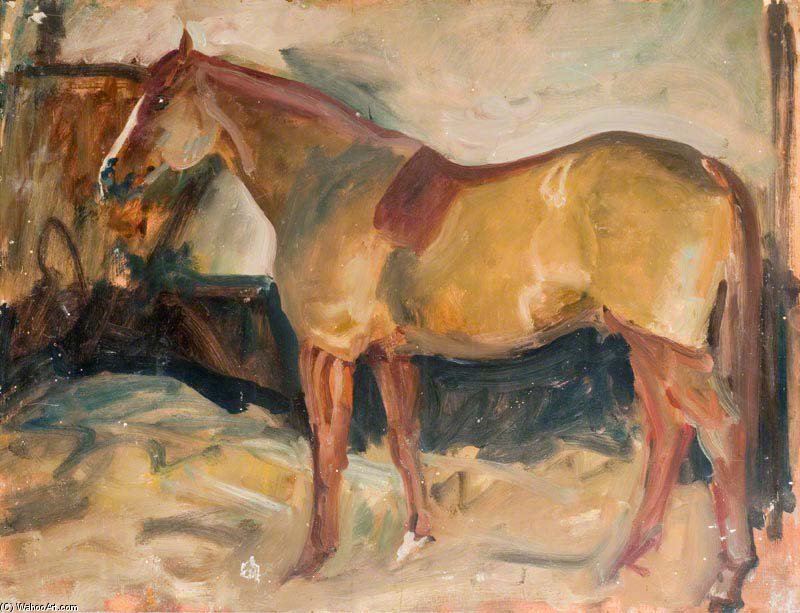 A Chestnut Horse In A Stable — Sir Alfred James Munnings