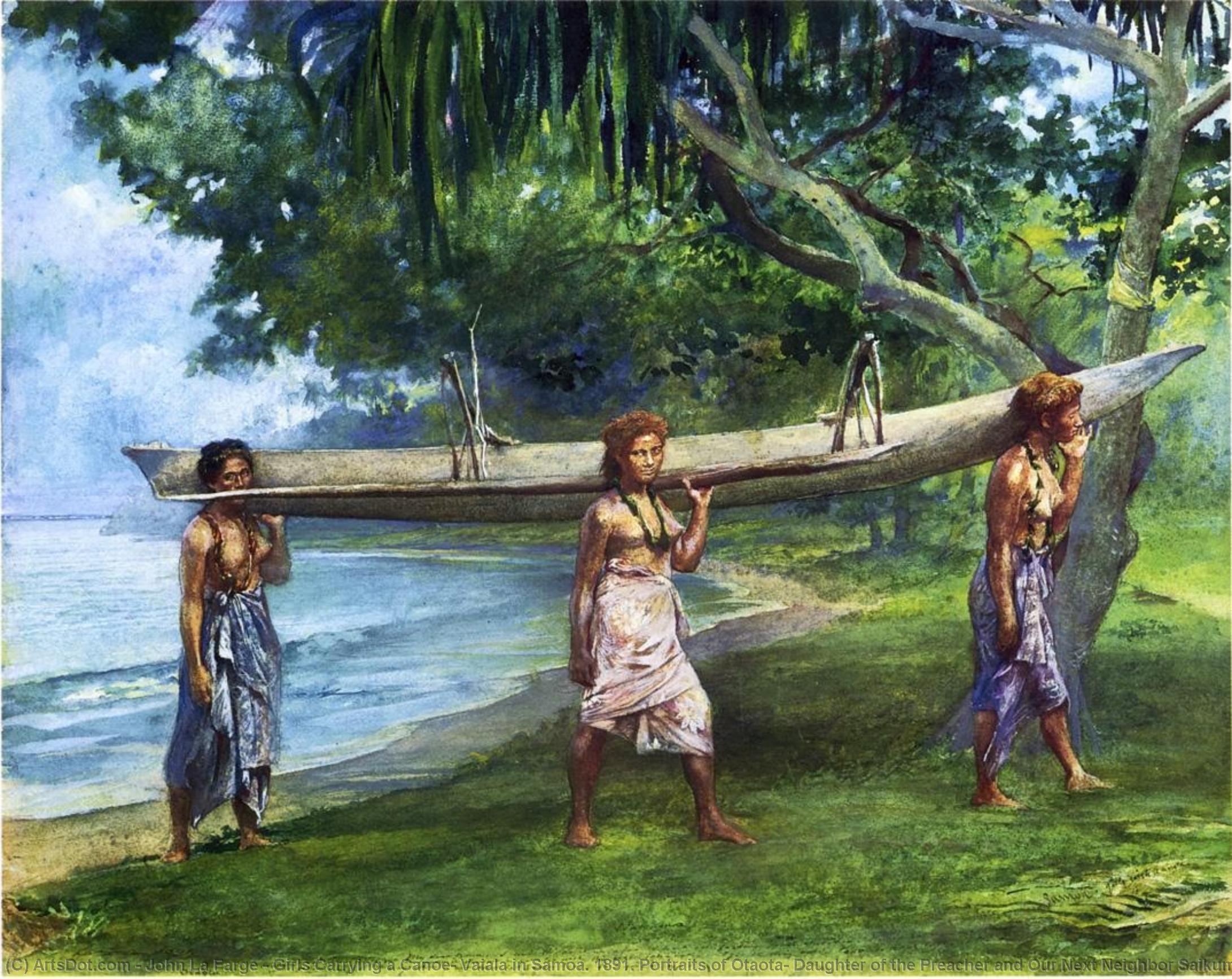 Girls Carrying A Canoe, Vaiala In Samoa. 1891. Portraits Of Otaota, Daughter Of The Preacher And Our Next Neighbor Saikumu. The First Girl Is Faaifi — John La Farge