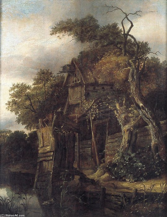 Landschap Met Houten Hut Aan Het Water — Cornelis Gerritsz Decker