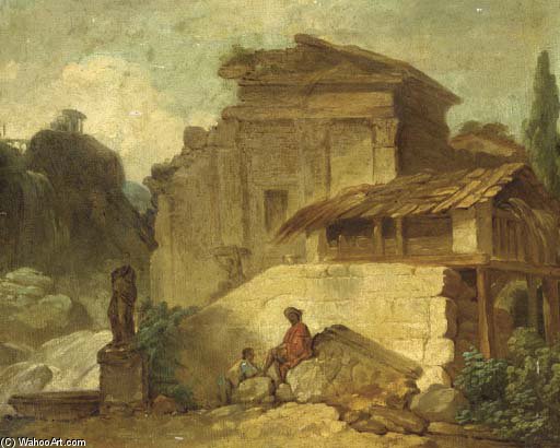 Figures Among Ruins At Tivoli — Claude Louis Chatelet